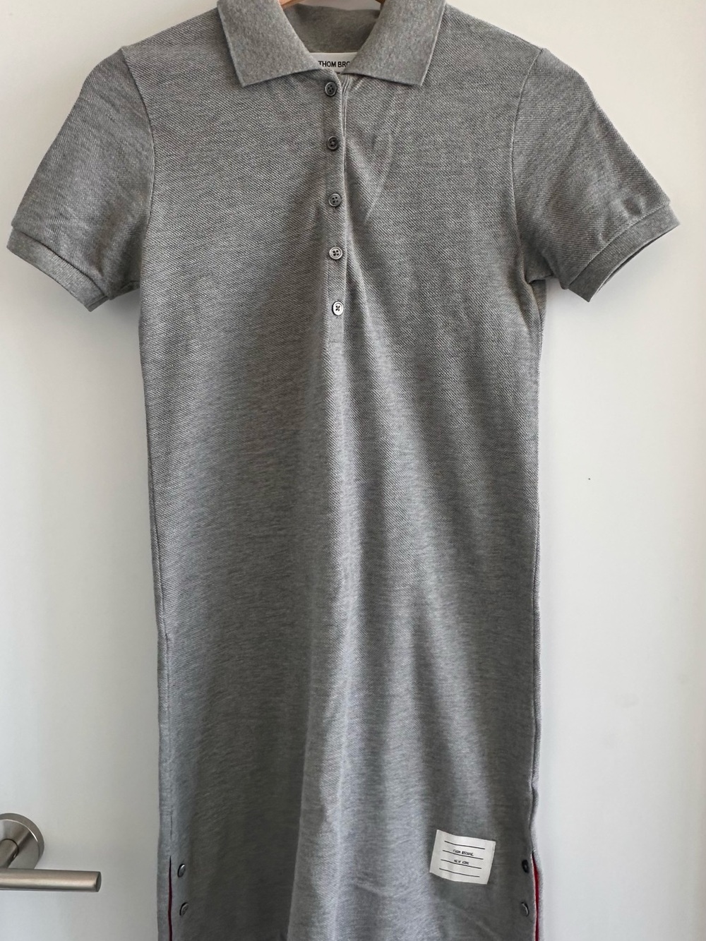 Thom Browne Grey Polo Midi Dress with Signature Stripe